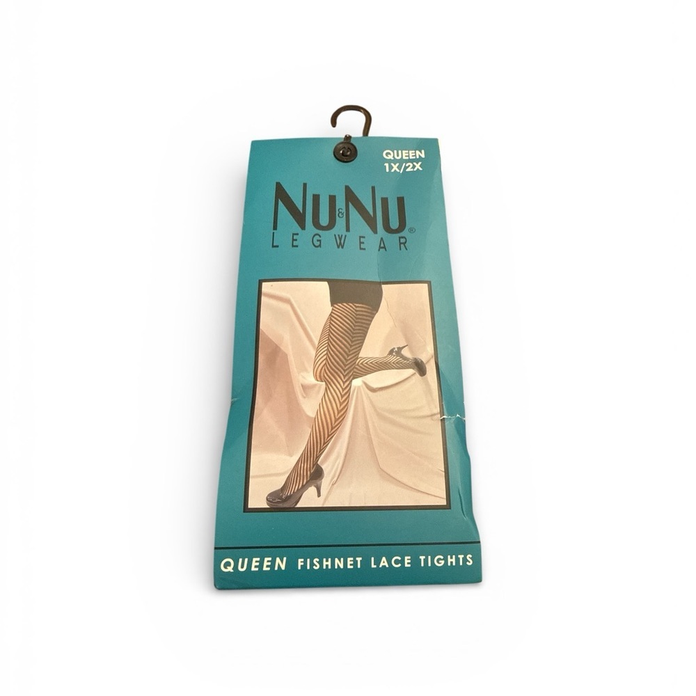 Nu&Nu Legwear woman’s Queen Black Fishnet Lace Tights New Size 1X/2X